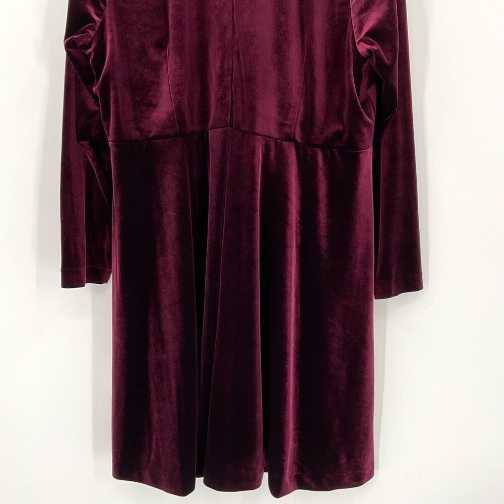 Eloquii‎ Studio Velvet Fit & Flare Dress Long Sleeve Knee Length Maroon Women 24 - Picture 6 of 9